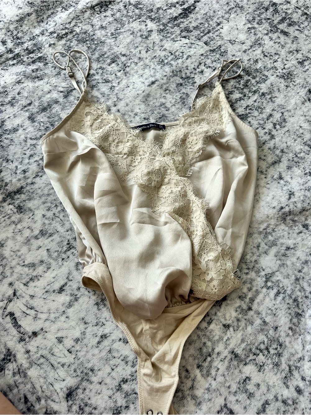 Abercrombie & Fitch Lace Trim Silk Bodysuit